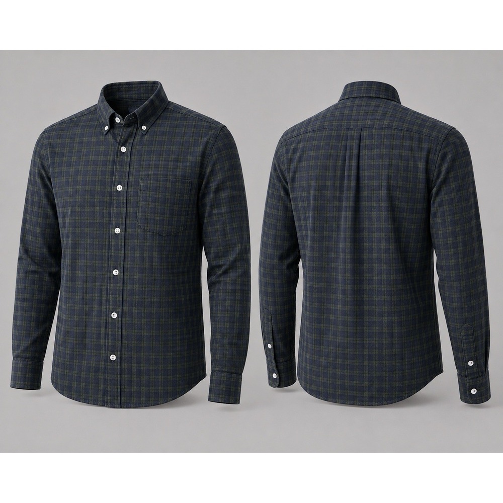 Band Of Outsiders Shirt Mens S Blue Green Tartan Plaid Long Sleeve Button-Up